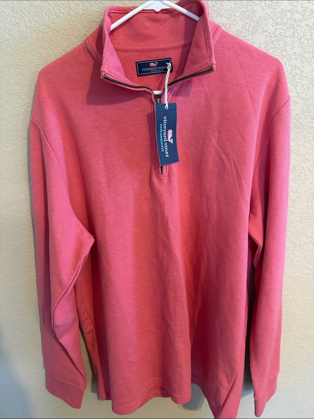 NWT Vineyard Vines Performance 1/4 Zip Pullover Sweatshirt Pink Size Large